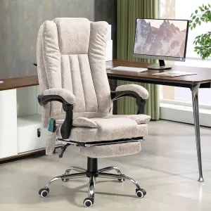 Vinsetto 6-Point Vibrating Heat Massage Chair w/ Microfibre Upholstery Cream