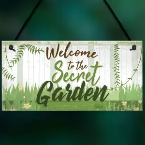 Red Ocean Welcome To The Secret Garden Hanging Plaque Garden Shed SummerHouse Sign Gifts For Her