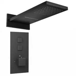 ENKI Milan Black Square Dual Overhead Thermostatic Waterfall Shower Set SH0049