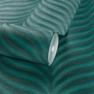 Grandeco Boutique Collection Organic Feather Embossed Wallpaper, Teal