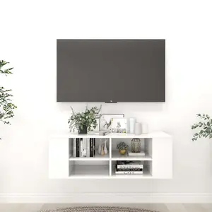 vidaXL Wall-Mounted TV Cabinet High Gloss White 102x35x35 cm Engineered Wood