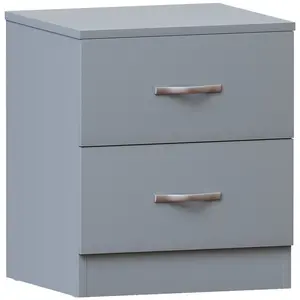 Maybery 2 Drawer Bedside Table, Bedroom Storage Cabinet Grey