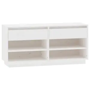 Berkfield Shoe Cabinet White 110x34x52 cm Solid Wood Pine