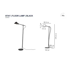 Nordlux DFTP Stay Indoor Living Dining Bedroom Floor Lamp In Black (Height) 129.2cm