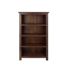 4 shelf medium bookcase, rich dark brown lacquer finish