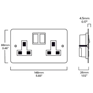 SYLVIE Double Plug Socket - Brass (Black Insert)