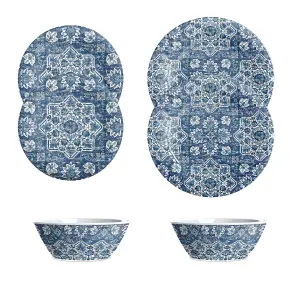 Purely Home Atlantic Blue 6 Piece Melamine Dinnerware Set for 2