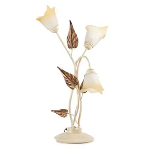 Luminosa Vanda 3 Light Glass Table Lamp, Ivory