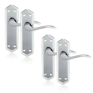 XFORT Polished Chrome London Suite Lever Latch Door Handles, 2 Pairs