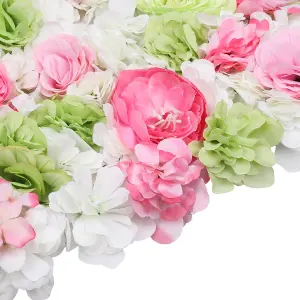 Artificial Flower Wall Backdrop Panel, 60cm x 40cm, Lime Green & Pink