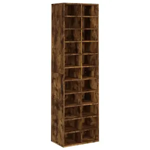 Berkfield Shoe Cabinet Smoked Oak 54x34x183 cm Engineered Wood