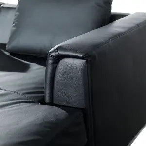 Left-Hand Corner Sofa OSLO Black Leather Left Hand