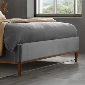 King Size Bed Frame Grey Birlea Nicola Velvet Fabric 5FT 150cm