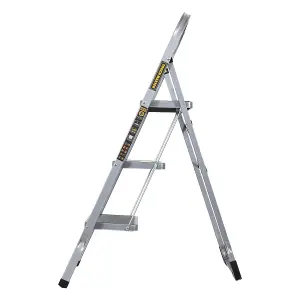 TOUGH MASTER Steel Step Ladder Folding Step Stool with Handrail & Wide Platform - 3 Steps (TM-SSL3)