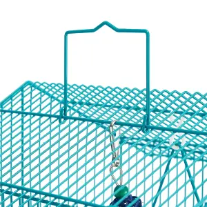 Yaheetech Teal Blue Large Roof Top Metal Bird Cage w/ Swing and Ladder