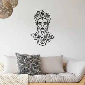 Decortie Modern Frida Metal Art Wall Home Decorative Ornament, Black