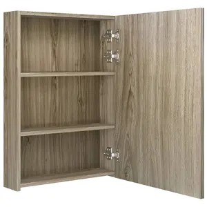 Berkfield LED Bathroom Mirror Cabinet Oak 50x13x70 cm