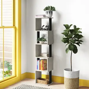 Chane Wall-Mounted Bookcase with 5 Shelves | Modern Storage Unit for Home or Office White/Anthracite