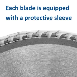 Saxton TCT255MXA TCT Circular Saw Blade 255mm x 40 and 80 Teeth x 30mm Bore + 16, 20 and 25mm Reduction Rings Pack of 2