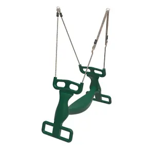 Rebo Moulded Plastic Children's Tandem Glider - Two Child Swing Seat - Green