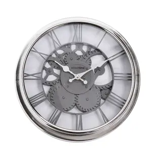 Hometime Skeleton Movement Style Wall Clock with Roman Numerals Silver 30cm