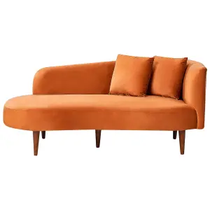 Right Hand Velvet Chaise Lounge Orange CHAUMONT