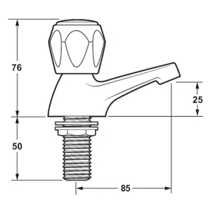 Deva Profile DCM102 Bath Taps With Chrome Finish - Round Hot & Cold Handles - Replacement Commercial Pair Bathroom Bathtub Tap