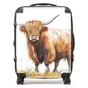 Watercolour Highland Cow Suitcase - Large