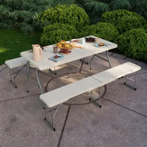 Home Vida Folding 3 Piece 5ft Table & Bench Set