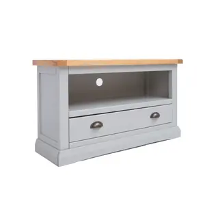 Loreo Light Grey 1 Drawer TV Cabinet Brass Cup Handle