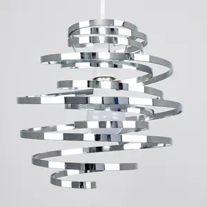 ValueLights Bensson Silver Ceiling Pendant Shade and B22 GLS LED 10W Warm White 3000K Bulb