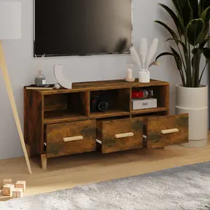 Berkfield TV Cabinet Smoked Oak 102x36x50 cm Engineered Wood