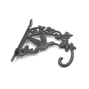 Oakcrafts - Antique Cast Iron Small Decorative Hummingbird Bracket for Hanging Baskets