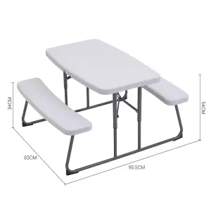 Plastic Folding Garden Camping Picnic Rectangular Table and 2 Bench Set Dining Table Bench Set for Kids