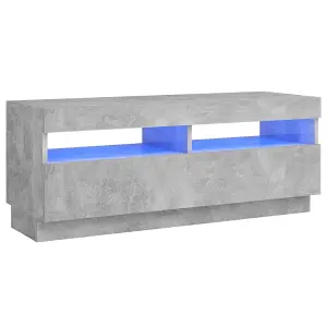 Berkfield TV Cabinet with LED Lights Concrete Grey 100x35x40 cm