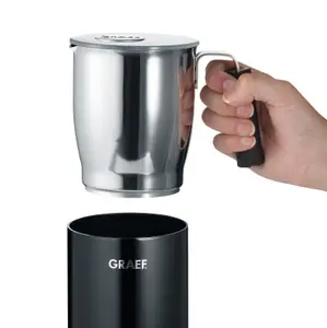 Graef Electric Milk Frother, Hot & Cold Milk, Automatic Shut Off, 400ml Froth - Black