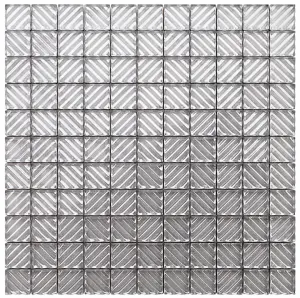 Glass mosaic on mesh for bathroom or kitchen 300mm x 300mm - Silver Labirynth