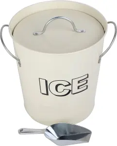 simpa Cream Vintage Style Ice Bucket with Scoop 21.5cm (H)