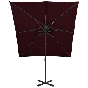 Berkfield Cantilever Umbrella with Double Top 250x250 cm Bordeaux Red