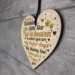 Red Ocean Memory Wooden Heart Bereavement Gift Mum Dad Nan Grandad Memorial Keepsake Gift Plaque