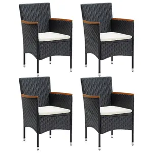 Berkfield Garden Dining Chairs 4 pcs Poly Rattan Black