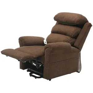 Dual Motor Rise and Recline Armchair - Waterfall Pillow - Brown Chenille Fabric