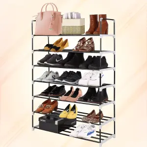 MantraRaj 7 Tier Shoe Rack Heavy Duty Metal Shoe Storage Cabinet Quick Assembly Shoe Organiser Holds Upto 35 Pairs Grey