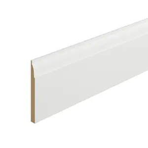 Metsä Wood Primed White MDF Ovolo Skirting board (L)2400mm (W)144mm (T)14.5mm, Pack of 2