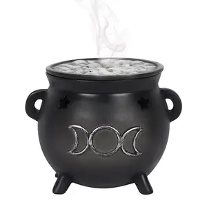 Something Different Triple Moon Cauldron Backflow Incense Burner Black (One Size)