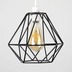 ValueLights Diablo Black Ceiling Pendant Shade and B22 Pear LED 4W Warm White 2700K Bulb