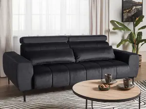 3 Seater Velvet Sofa Black VEGAMO