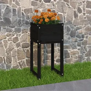 Berkfield Planter Black 40x40x81 cm Solid Wood Pine