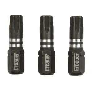 Erbauer TX30 Impact Screwdriver bits (L)25mm, Pack of 3