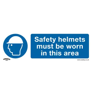 Sealey Mandatory Sign Safety Helmets Must Be Worn In This Area 300 x 100mm SS8P1